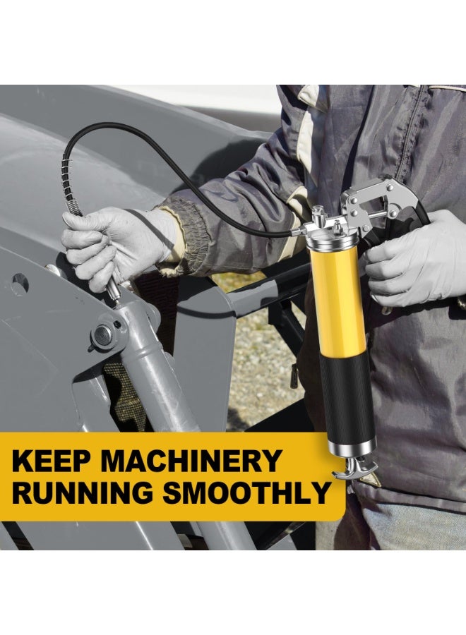 Grease Gun Kit 8000 PSI Heavy Duty Pistol Grip with Flex Hose, Rigid Pipe and Quick Coupler 14oz - Image 4